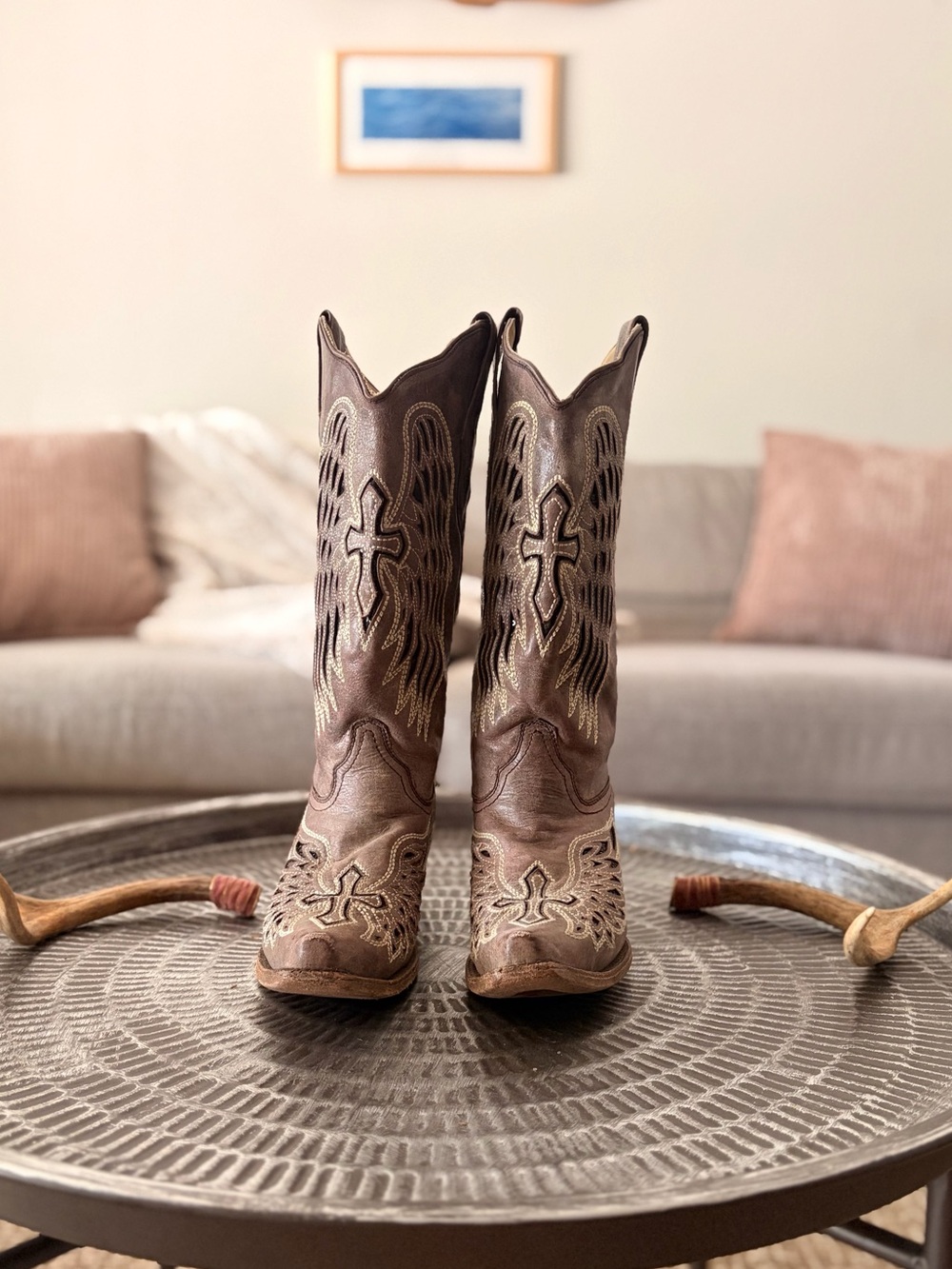 Corral Brown Embroidered Leather Cowboy Boots